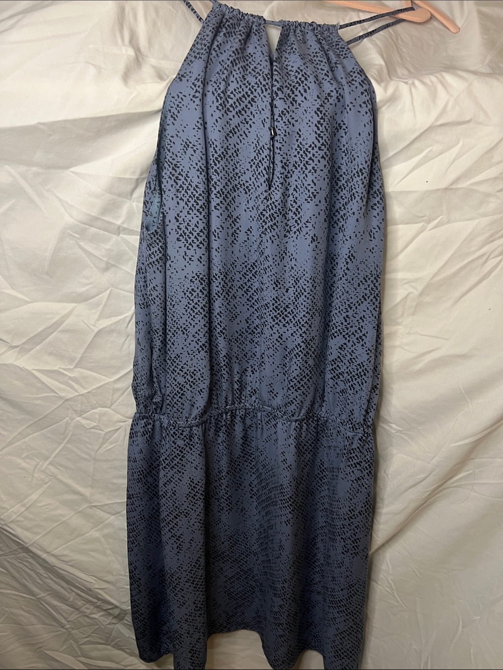 Parker Blue Printed Halter Dress 100% silk - Picture 6 of 10